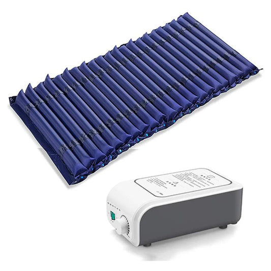اتش تي،مرتبة هوائية،اسطوانية،أبعاد المرتبة7×8.5×195،مزودة بجهاز نفخ لضخ الهواء،تساعد على تخفيف التقرحات،ازرق،FU-AM002