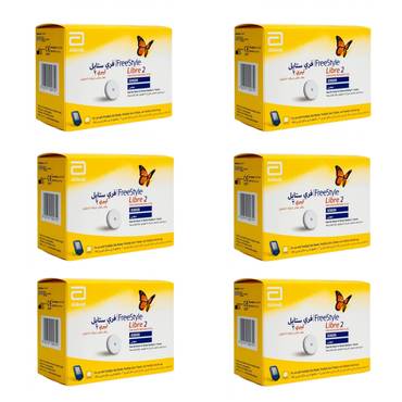 فري ستايل، ليبرى 2، حساس قياس السكر بالدم ،عدد 6 ،خفيف،قراءات دقيقة، ابيض