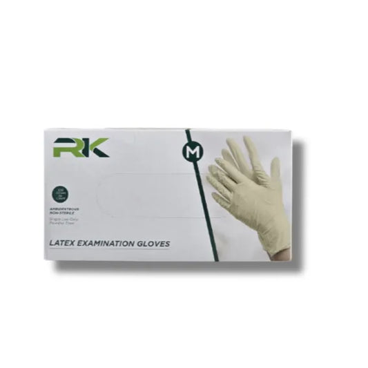 ار كي،قفازات فحص،لاتكس،مقاسM،خالي من البودرة،عدد100