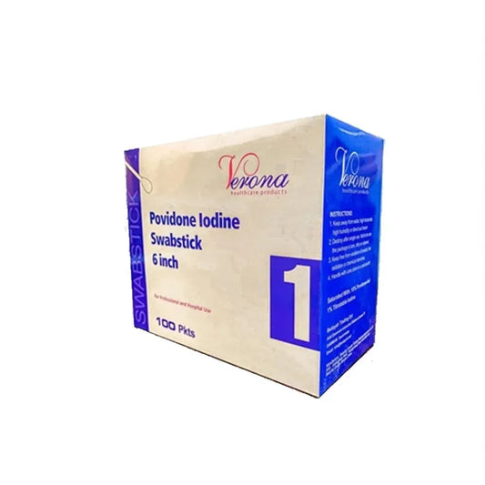 فيرونا ، أعواد مسحة بوفيدون ايودين ، مقاس 6 أنش ، 100 حبة،تطهير الجروح البسيطة والعميقة