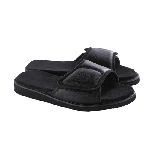 اتش تي،شبشب مفتوح،مقاس،جلد،لرعاية قدم مريض السكر،راحة واناقة،اسود،HT814