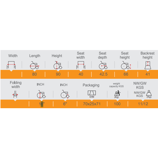 اتش تي،كرسي متحرك،مقاس40،هيكل قوي من الفولاذ،خفيف الوزن،قابل للطي،اسود،NQW001