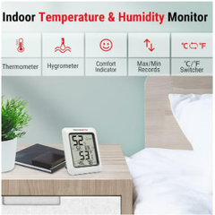 اتش تي،ترمومتر قياس حرارة ورطوبة،دقة عالية،معدل تحديث سريع،ابيض،HTC1