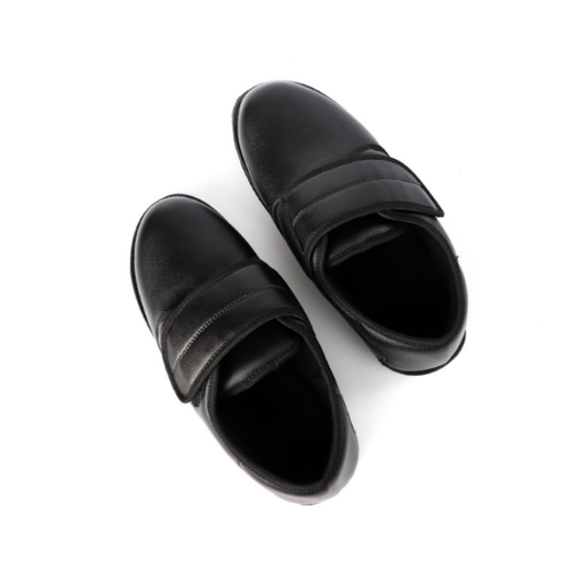 اتش تي،حذاءقدم،مغلق،لرعاية قدم مريض السكر،جلد،مناسب للجنسين،أنيق وعصري،اسود،HT812