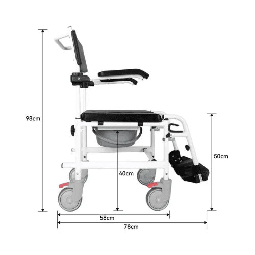 اتش تي،كرسي حمام،متحرك،متطور،مقاس 24 انش،مسند ذراع قابل للرفع،مسند قدم مرتفع،اسود،NQC6208-24