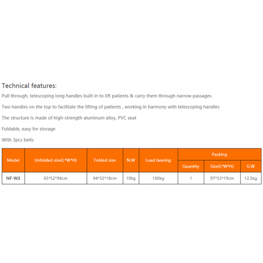 كرسي درج يدوي ،مقابض رفع مريحة، خفيفة الوزن، برتقالي، NF-W2
