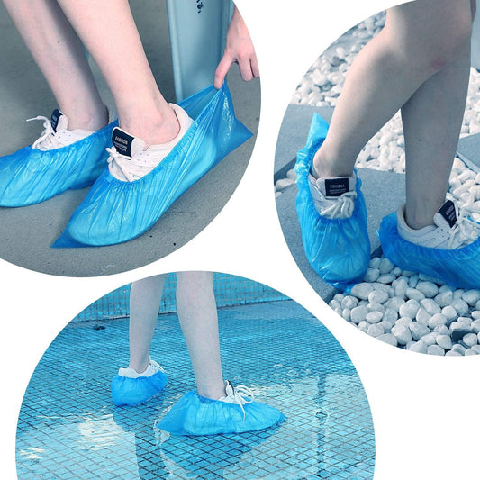 كينميد،حذاء قدم بلاستيك،100 قطعة،استخدام مرة واحدة ،أزرق