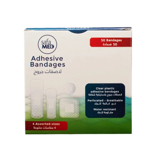 صفا ميد ، لاصقات جروح بلاستيكية، ، 4 مقاسات مختلفة، عدد 50 لا صق، شفافة