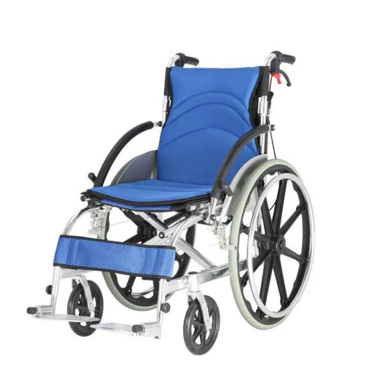 كرسي متحرك،عرض المقعد 44 سم ، مقبض خلفي ،مقعد ناعم، ازرق،DY01200LABJQ