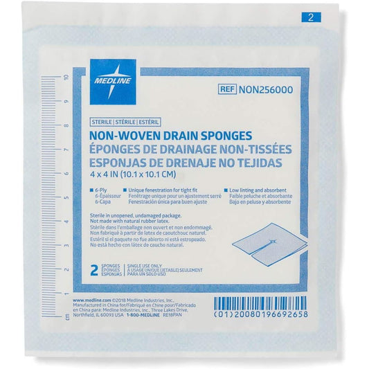 ميد لاين،إسفنجة غير منسوجة،معقمة،مقاس10.1×10.1سم،6 طبقات،إمتصاص عالي،عدد50