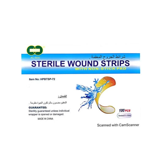 شرائط الجروح المعقمة، 100 قطعة بالكرتون، مقاس 19×72 mm ،ضد الماء،HPBTSP-72